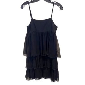 JENNI KAYNE 100% Silk Navy/Black 3 Tier Spaghetti Strap Dress Size 4